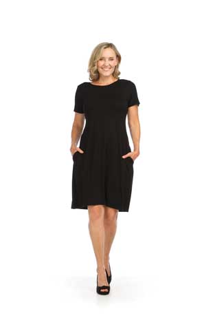 PD-16706 - BAMBOO KNIT TSHIRST DRESS WITH POCKETS - Colors: BLACK. MOCHA, NAVY - Available Sizes:XS-XXL - Catalog Page:39 